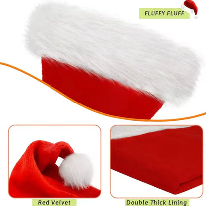 Christmas Decorative Products Santa Claus Plush Hat Christmas Thickened Plush Red Gift Hat Adult Children Plush Christmas Hat
