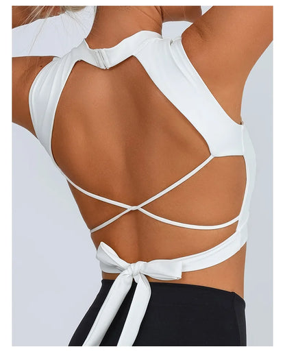 FUBEIKE Sports Bra Yoga Clothing Beauty Back Backless Quick-Drying Strap Sporty Woman Top Fitness Yoga Wear Sportswear