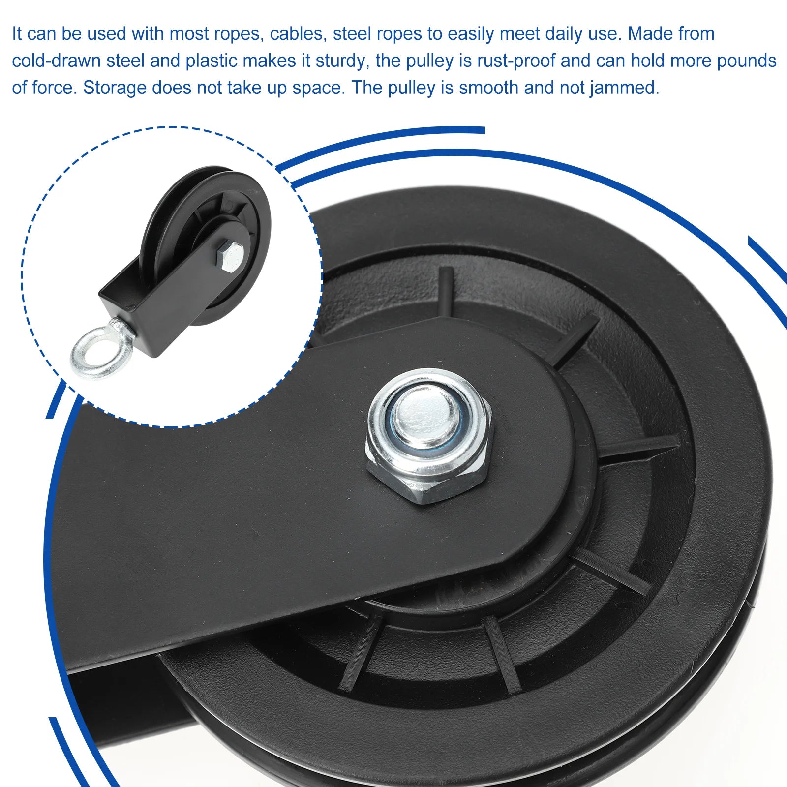 Small Gym Pulley Fitness Equipment Wheel For Machine Over Door Plastic Lifting Blocks Traction Steel Wire Rope Safe