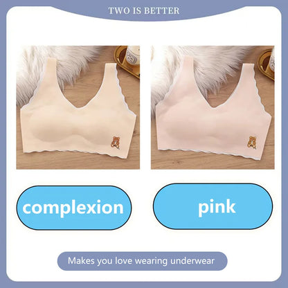 2pcs Sports Bras Women Ice Silk Comfortable Breathable Suitable For Girls Without Steel Rings Vest Bra Fashionable Lightweight