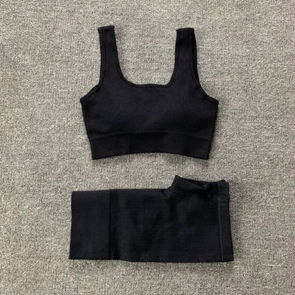 Women Seamless White Yoga Suit Fitness Workout Suits Sport Bra High Waist Leggings Sexy Deep-V Gym Clothing New Sportswear