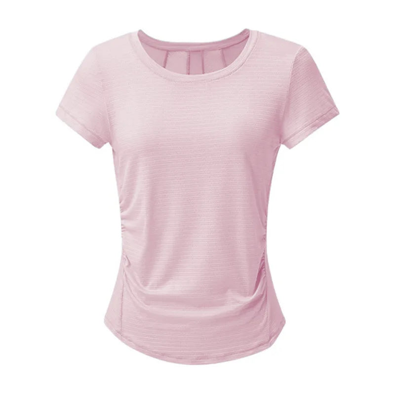 Women's Yoga Shirt Quick Dry Short Sleeve t-shirt Summer Athletic Fitness Top Breathable Workout Tee Gym Running Female clothing