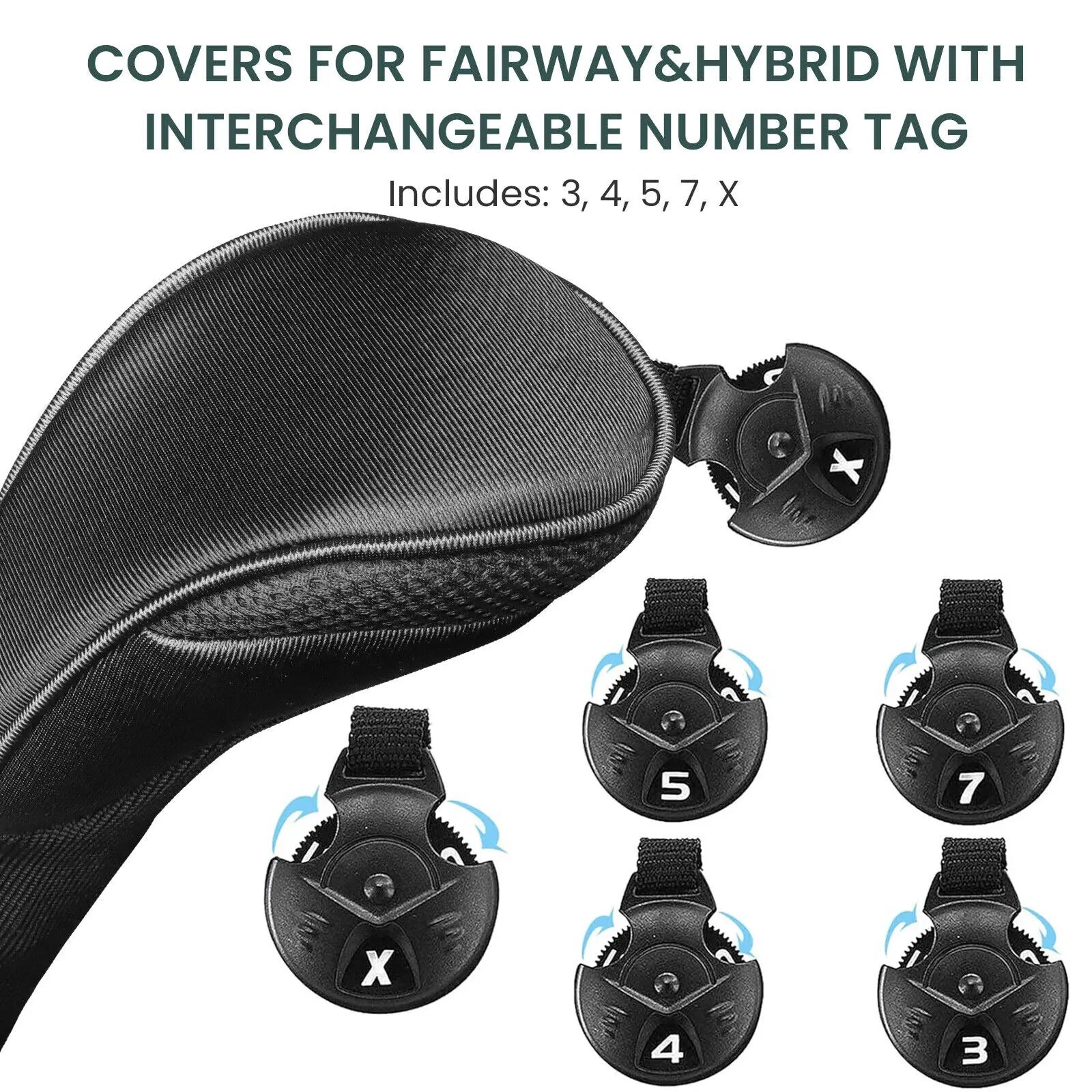 Golf Club Head Covers for Woods Driver Fairway Hybrid Value 4 Pack, Long Headcover Interchangeable Accessories