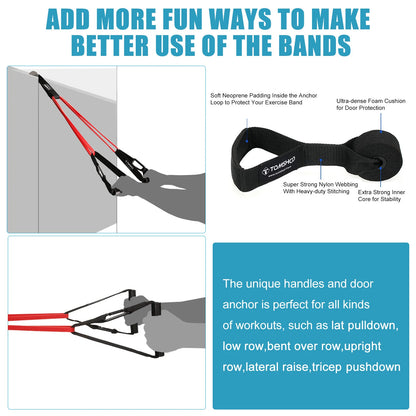 5 Packs Pull Up Assist Bands Set Resistance Loop Bands Powerlifting Exercise Stretch Bands with Door Anchor and Handles