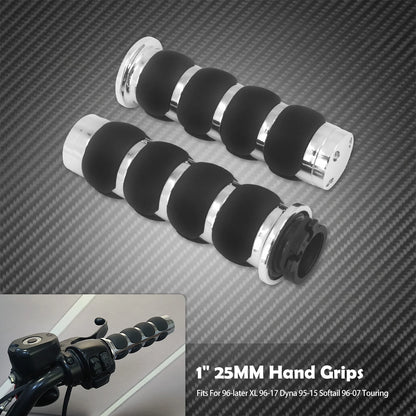 1" Motorcycle Hand Grips 25mm Handlebar Handle Bar For Harley Touring FLHR Softail Fat Boy Sportster XL 883 1200 Dyna For Honda