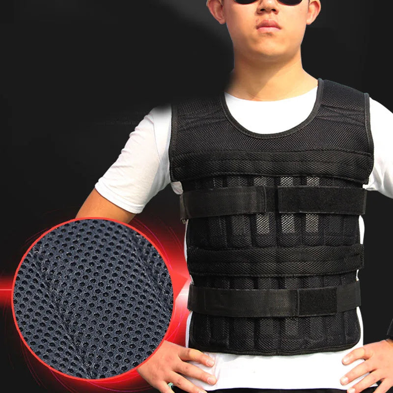 20kg Weighted Vest Adjustable Loading Weight Jacket Exercise Weightloading Gym Equipment Boxing Training Waistcoat Fitness Vest