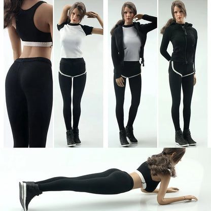 FA007 1/6 Female Figure Accessory Yoga Clothing Fitness Wear Hoodie Sweatshirt Sweatpants Suit Clothes Set for 12'' Body Collect