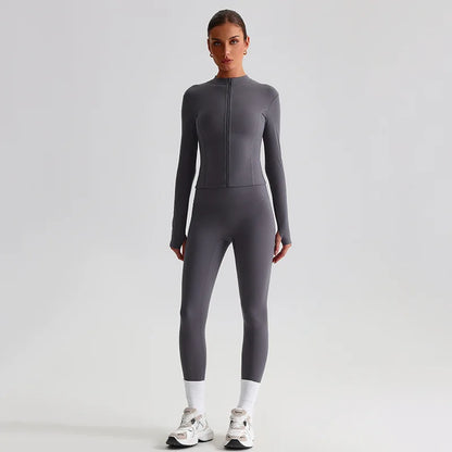 Yoga Jacket and Pants Set for Women Fitness Pilates Gym Wear Push Up Workout Activewear Outfit