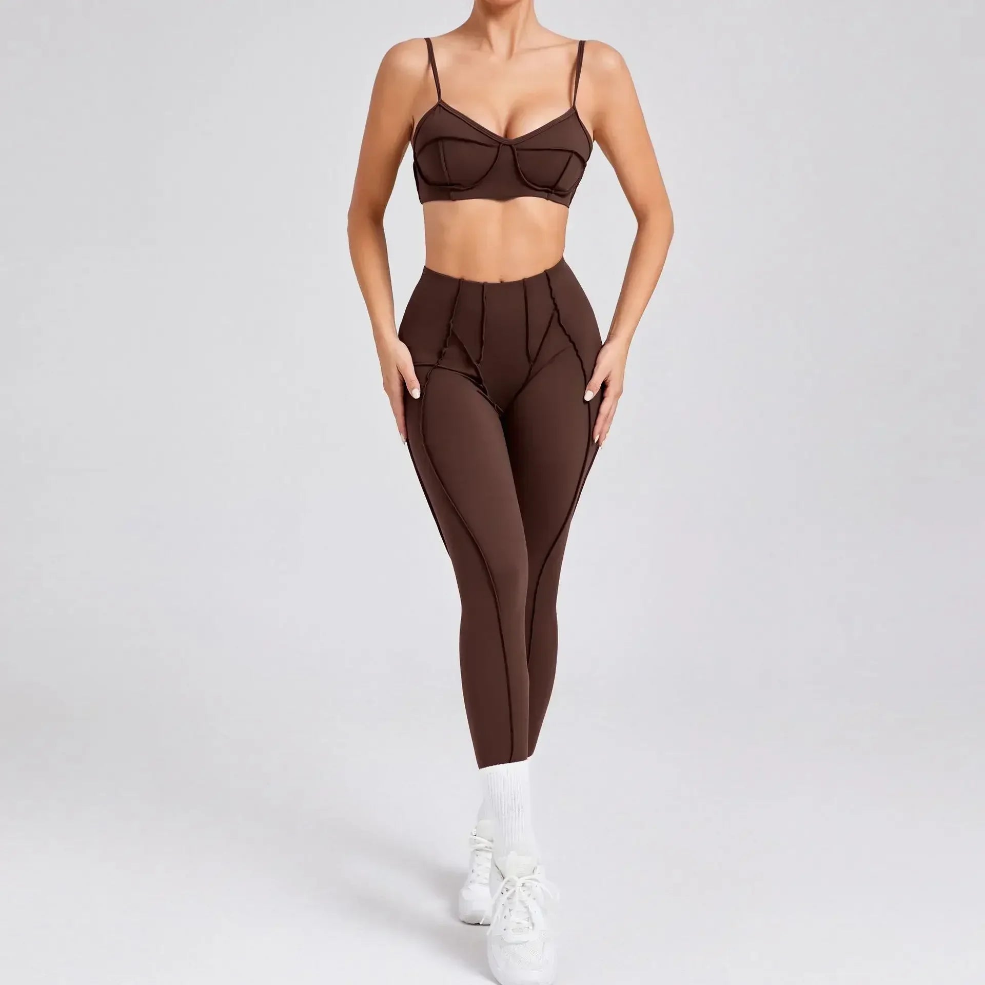 Yoga Sports Fitness Sets High Waist Hip-lifting Trousers Open Back Bra Suit Casual Running Workout Gym Leggings Sexy Sets Women