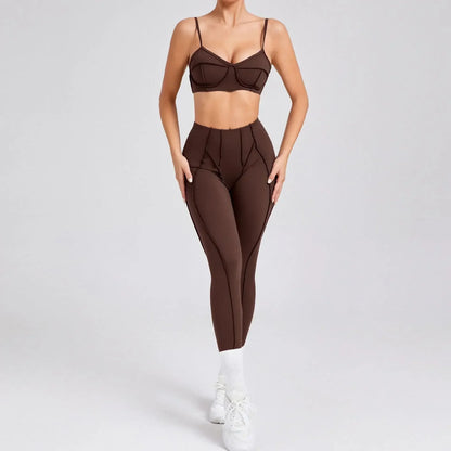 Yoga Sports Fitness Sets High Waist Hip-lifting Trousers Open Back Bra Suit Casual Running Workout Gym Leggings Sexy Sets Women