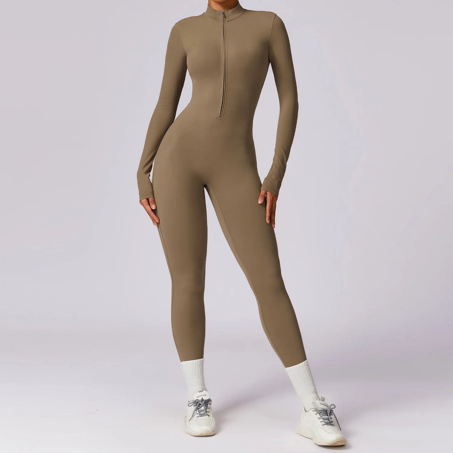 Yoga Jumpsuit Long Sleeved Zipper Training Rompers Sportswear Gym Fitness Workout Clothes Running Sports Long Pants Bodysuits