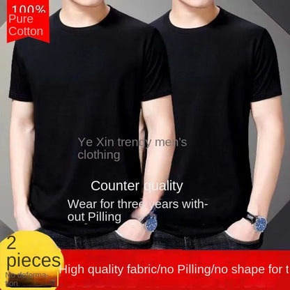 Fashionable Men's White 100% Cotton T-Shirt Golf Wear Men Short Sleeve Tee Solid Color O Neck Casual Summer Undershirt Tee Top