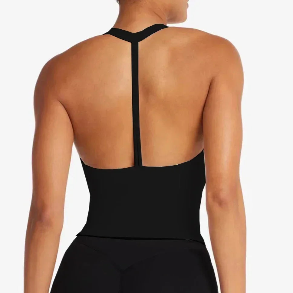 Women sexy halter halter fitness wear Yoga vest with chest pad Sports bra Sports shorts Yoga fitness clothing