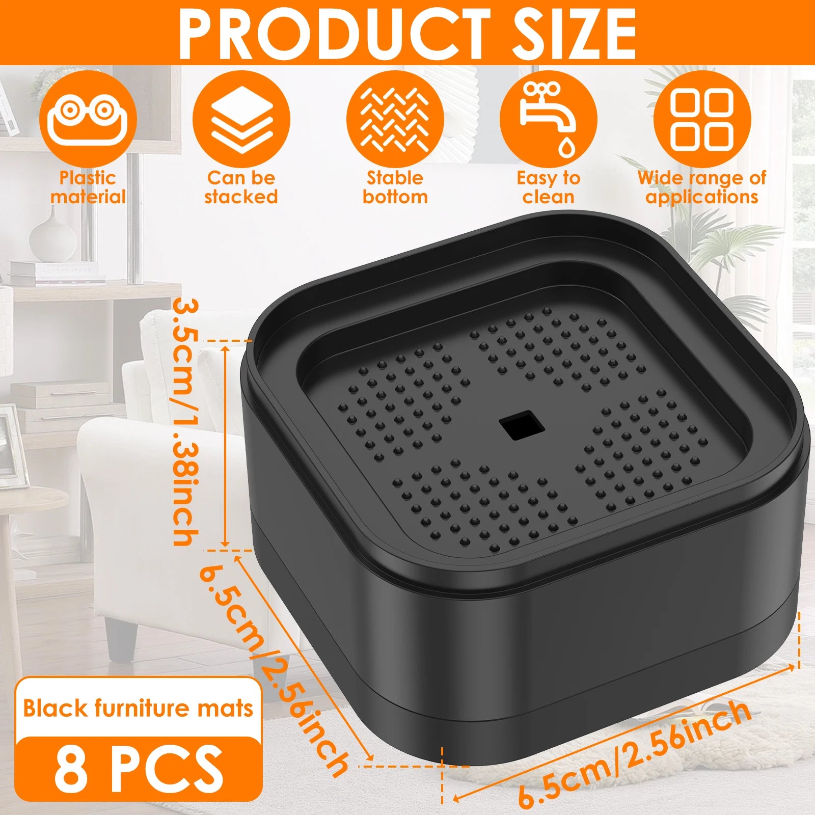 8/16Pcs Furniture Risers Plastic Stackable Bed Raising Blocks with Nonslip Bottom Stable Desk Leg Riser for Sofa Washing Machine