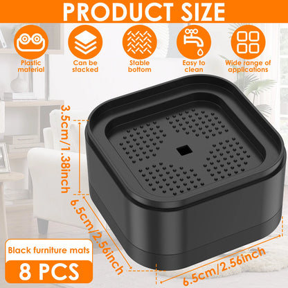 8/16Pcs Furniture Risers Plastic Stackable Bed Raising Blocks with Nonslip Bottom Stable Desk Leg Riser for Sofa Washing Machine