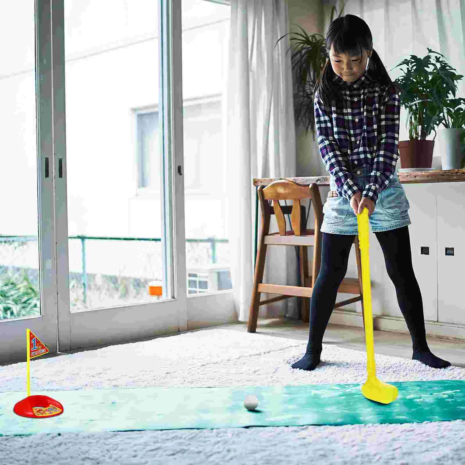 Mini Golf Set For Kids Golf Clubs Plastic Kids Golf Toy Set Balls Practice Holes Flags Stakes Children Educational Toys Golf