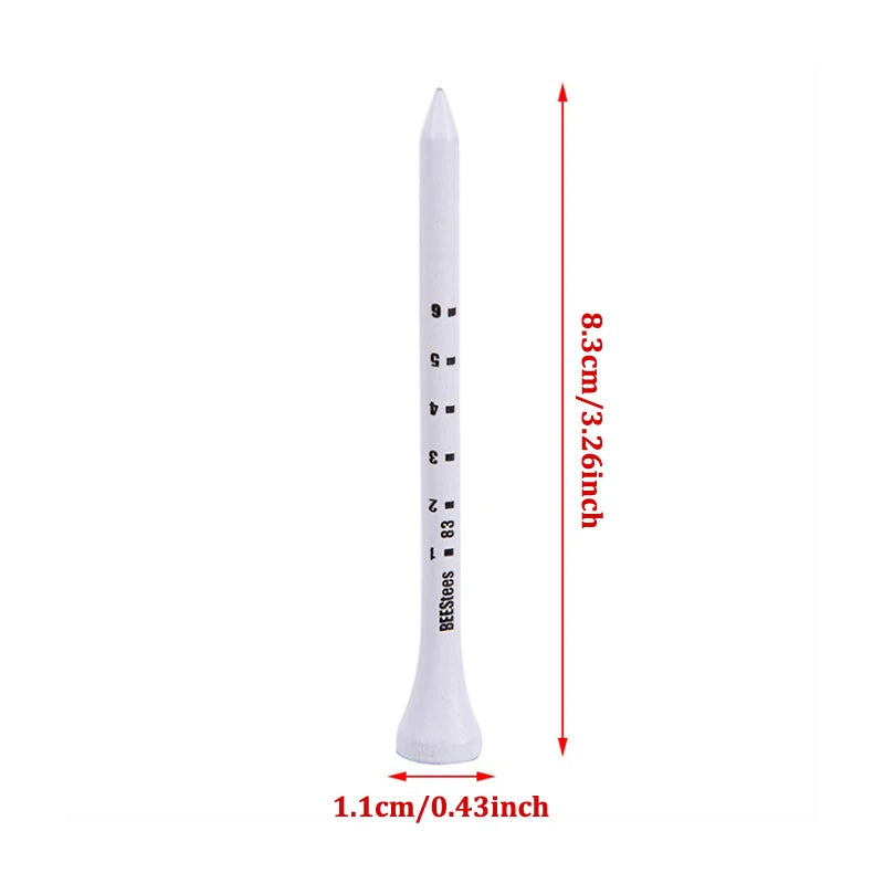 50PCS Professional Golf Tees 83mm White Golf Wood Tee Scale Golf Tees
