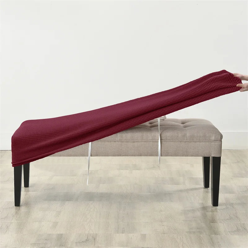 1pc Elastic Ottoman Cover Rectangle All-inclusive Stool Covers Solid Piano Bench Seat Covers Anti-dirty Removable Home Decor