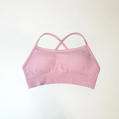 Backless Sports Bra High Support Fitness Underwear Back Cross Gym Crop Top Women Training Running Workout Seamless Bras