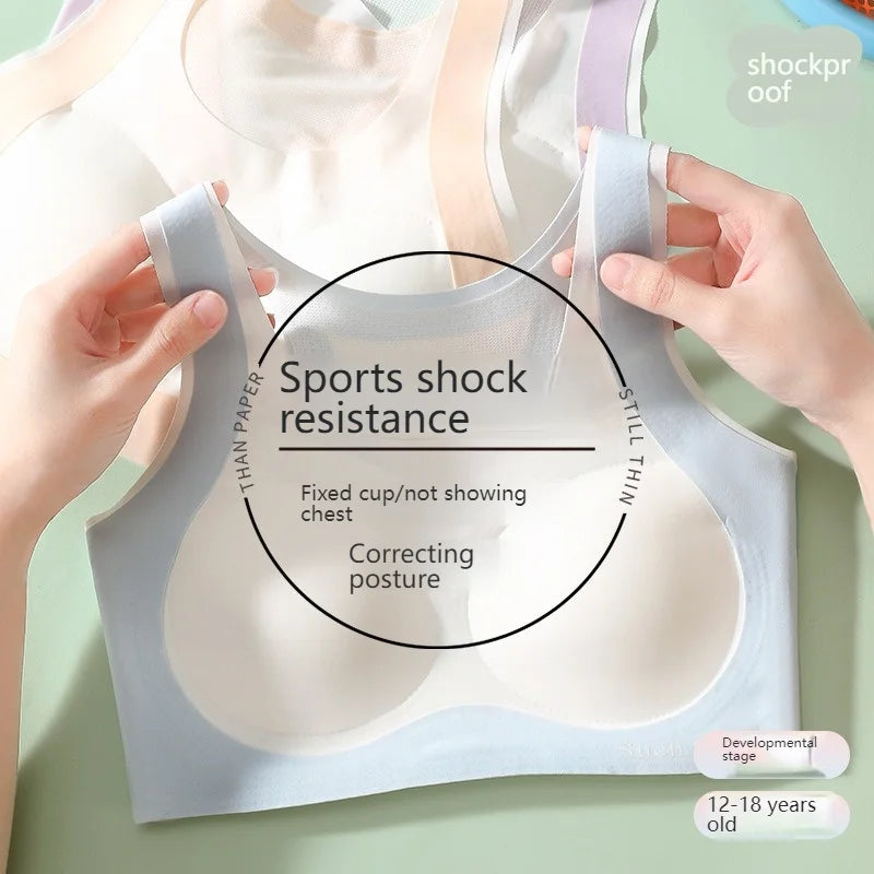 Women Sports Bras Fixed Cup Brassiere Wireless Padded Stretch Tank Tops Girls Vest Ultra Thin Breathable Lingerie Large Size