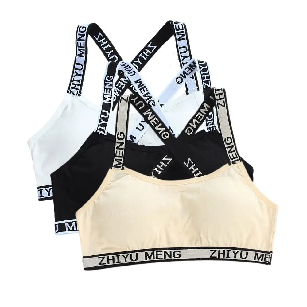 3pcs Puberty Girls Training Bras Kids Maiden Cotton Bra Underwear Teen Camisoles Tube Top Teenage Sport Bras Children's Lingerie