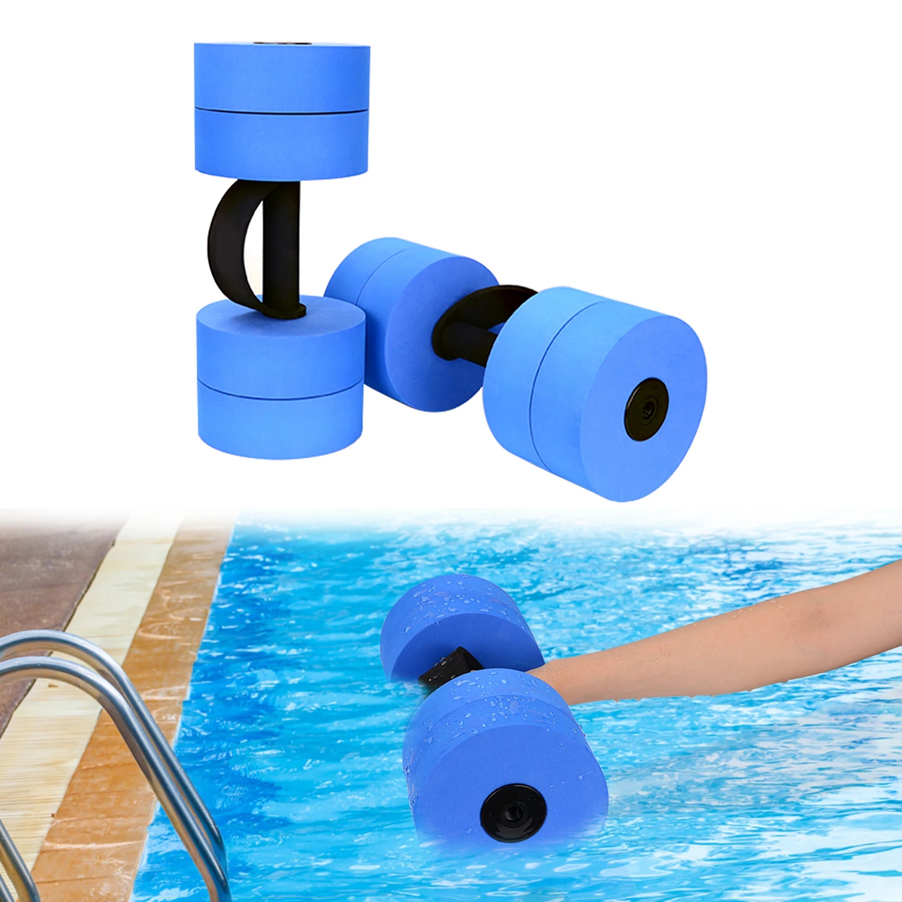 Hikeen Aquatic Exercise Dumbbells Water Dumbbell Resistance Fitness Barbells with 4 High-Density EVA Foam Pool Weights Dumbbells