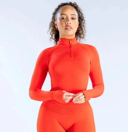 Impact Yoga Clothing With LOGO Long Sleeve Half Zippy Sport Top Women Seamless Sports Shirts Gym Fitness Workout Pilates Clothes