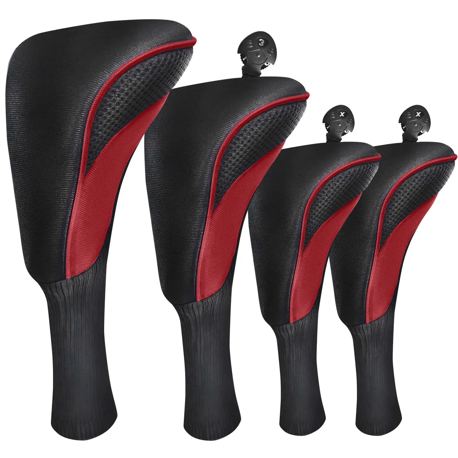 Golf Club Head Covers for Woods Driver Fairway Hybrid Value 4 Pack, Long Headcover Interchangeable Accessories