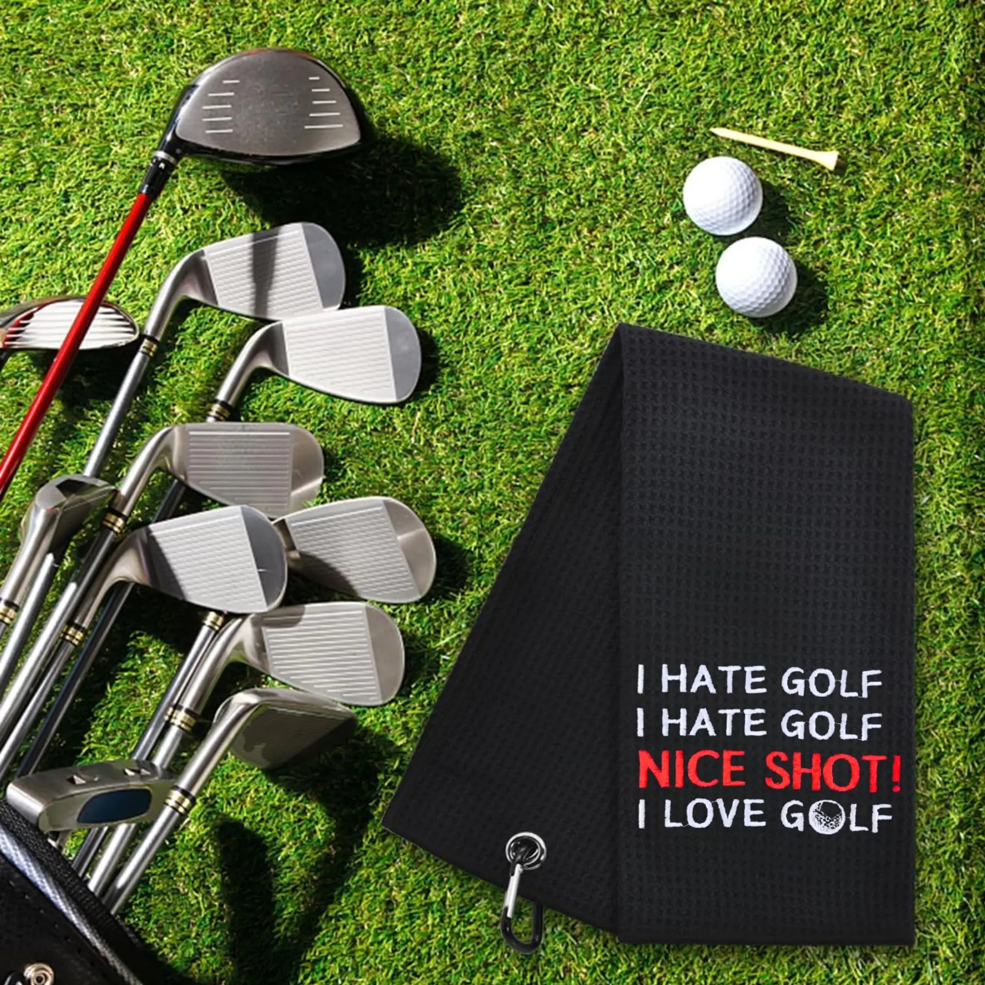 Funny Microfiber Premium Golf Towel, Embroidered Golf Towels for Golf Bags for Men&Women, Golf Accessories for Men Golfers