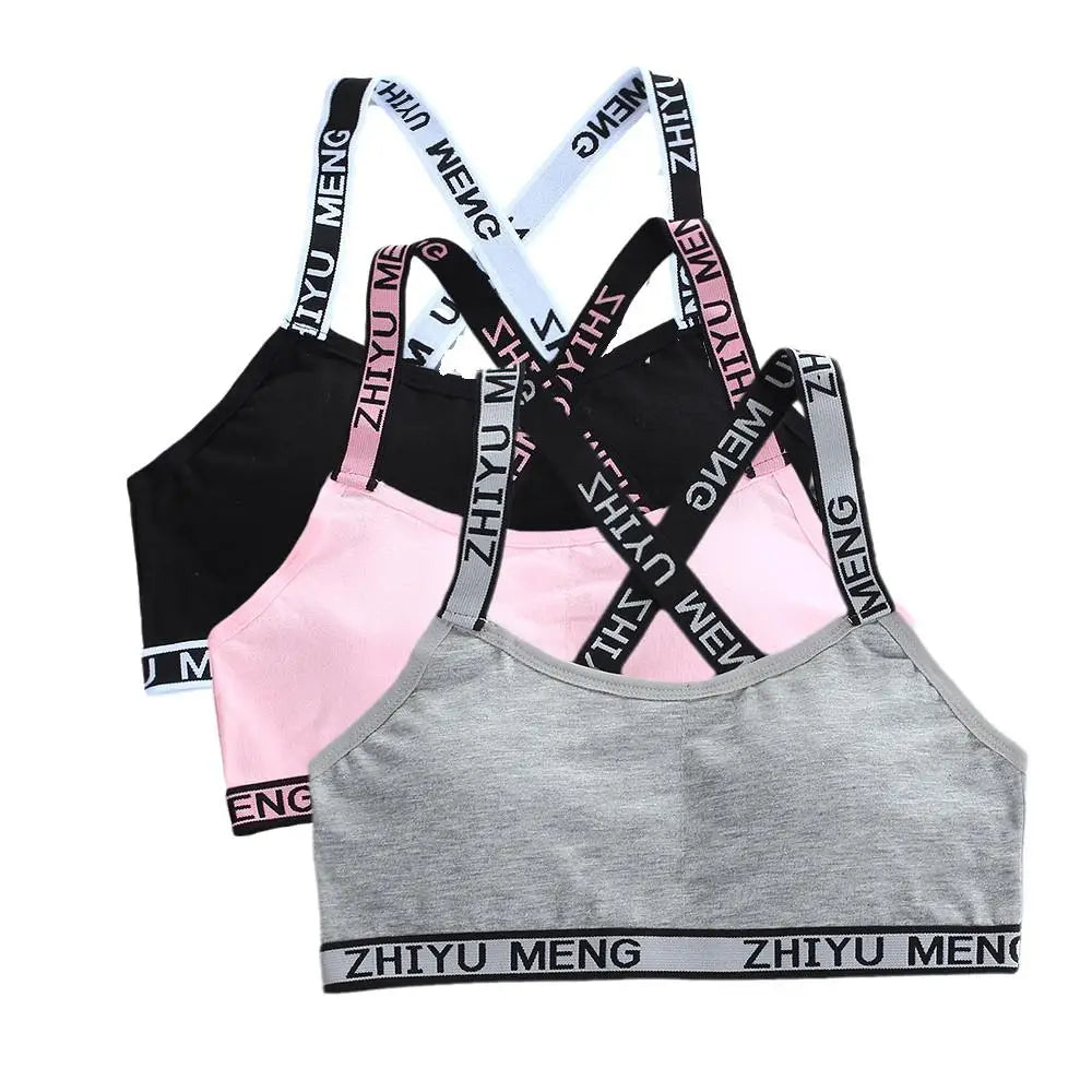 3pcs Puberty Girls Training Bras Kids Maiden Cotton Bra Underwear Teen Camisoles Tube Top Teenage Sport Bras Children's Lingerie