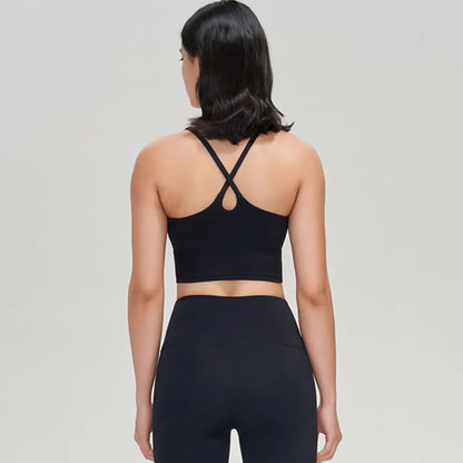 SOISOU Top Women Sports Bra Cross Beautiful Back Gym Fitness Workout Shockproof Running Tops Yoga Bra For Women Sport Wear