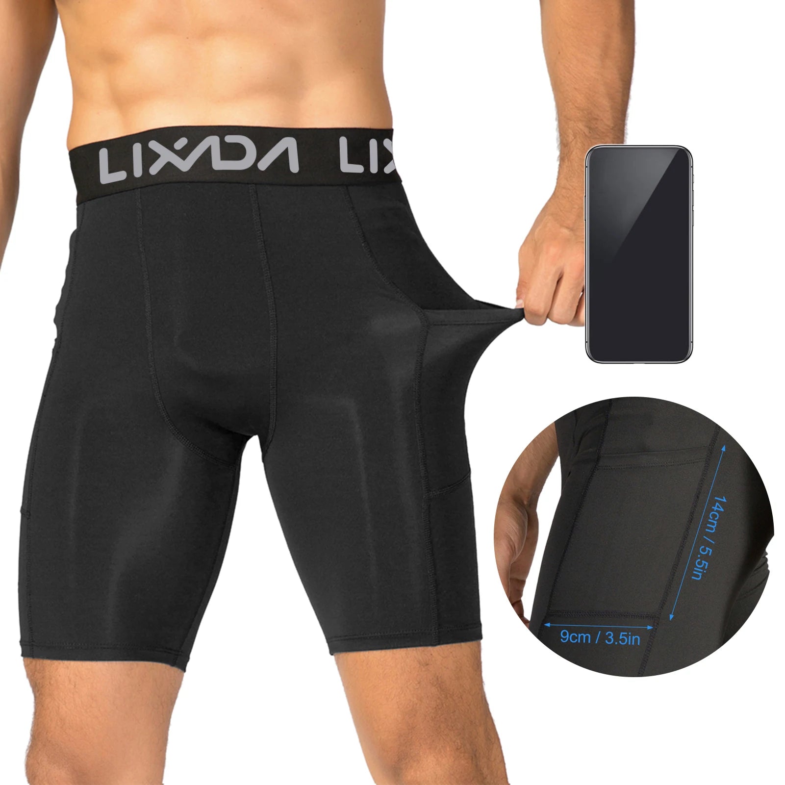 Lixada 3-Pack Men’s Sports Shorts – Active Workout Underwear with Pocket