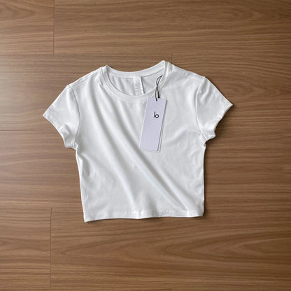 Yoga Top Sport T Shirt Fitness Clothes Short Sleeve Crewneck Skinny T-shirt Summer Casual Tee for Women Cotton Short-Sleeve Tees