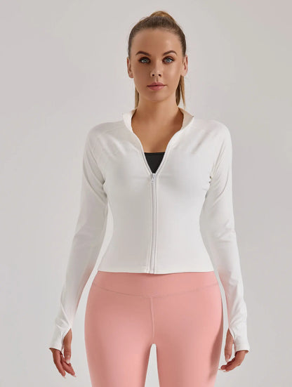 2025 New yoga coat short sports jacket women's fitness clothes slimming body sculpting zipper yoga jacket