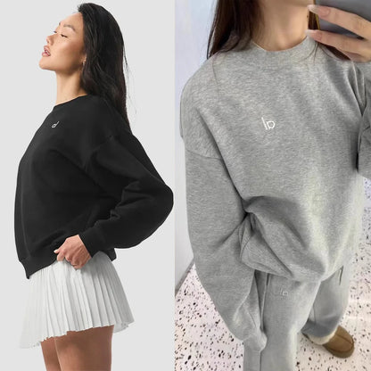 AL Yoga Top Accolade Crew Neck Pullover Comfortable Simplicity Solid Color Crew-neck Pullover Long-sleeved Hoodie Gym Tops