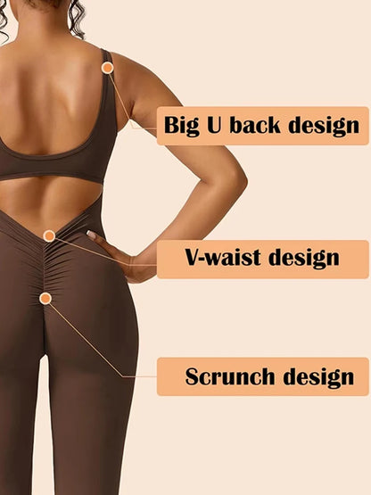 2025 Spring and Summer New Women's Slim Hip Lifting One-piece U Neck Sexy Backless Sleeveless Sports Yoga Clothing