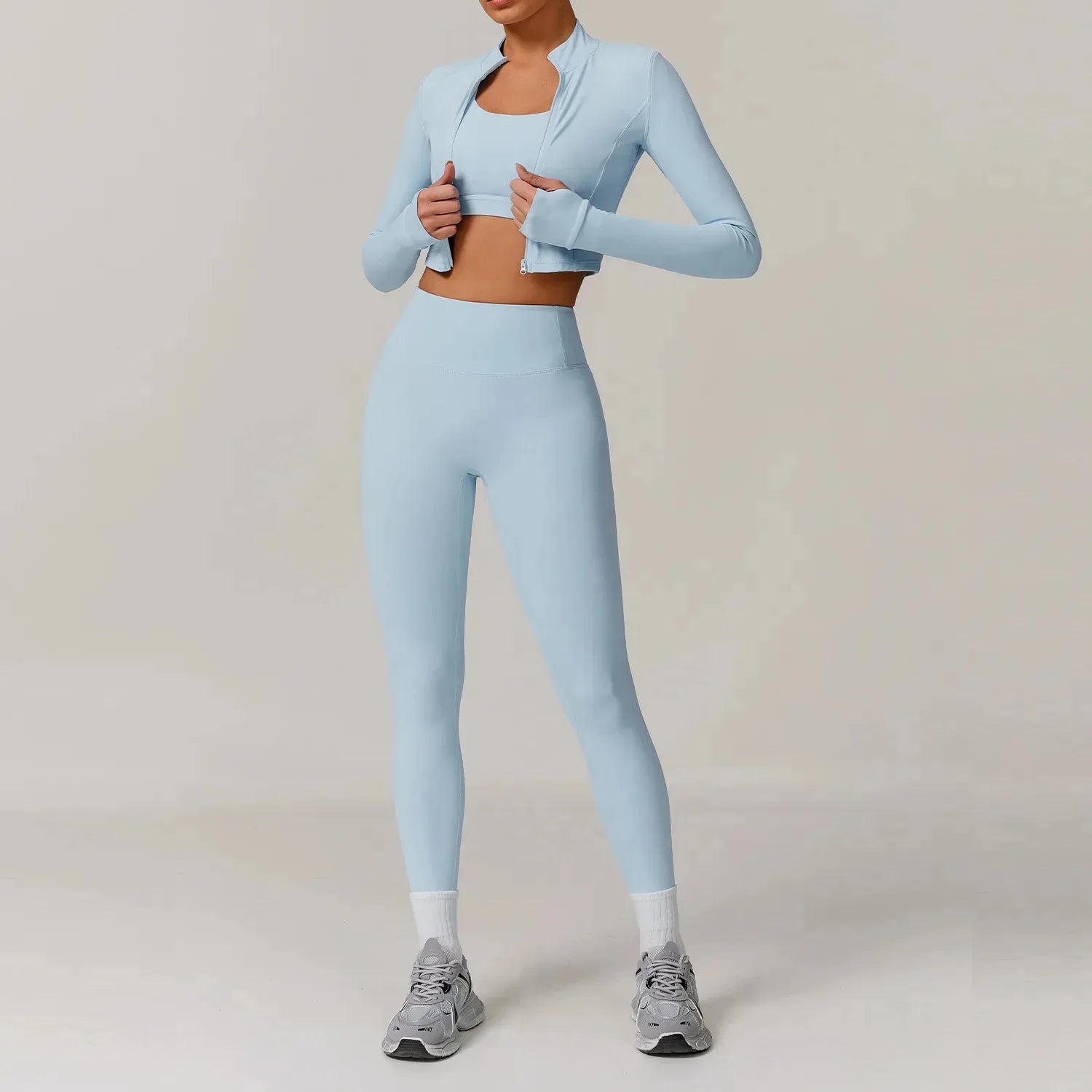 Womens Yoga Outfit Three Pieces Suits Vest Set Exercise Close-Fitting Fitness Wear Running Elastic Workout Tracksuit