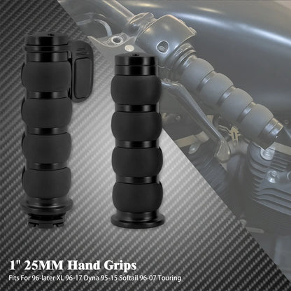 Motorcycle Hand Grips 1" 25mm Handlebar Handle Bar Universal For Harley Sportster XL1200 Touring Street Glide FLHR Dyna FXDL FLS