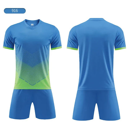 Custom Soccer Uniforms Football Training Clothing Adults Kid Clothes Short Sleeve Printing Men Boys Soccer Clothes Sets Jls916