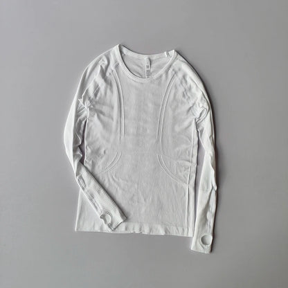 Yoga Clothes for Women, Sports Tops, Round Neck,, Seamless, Slim, Running Shirt Fitness Workout Long Sleeves Gym T shirt, Winter