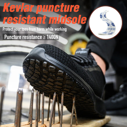Safety Shoes Work Shoes Steel Toe Men Puncture-Protective Work Boots Indestructible Safety Lightweight