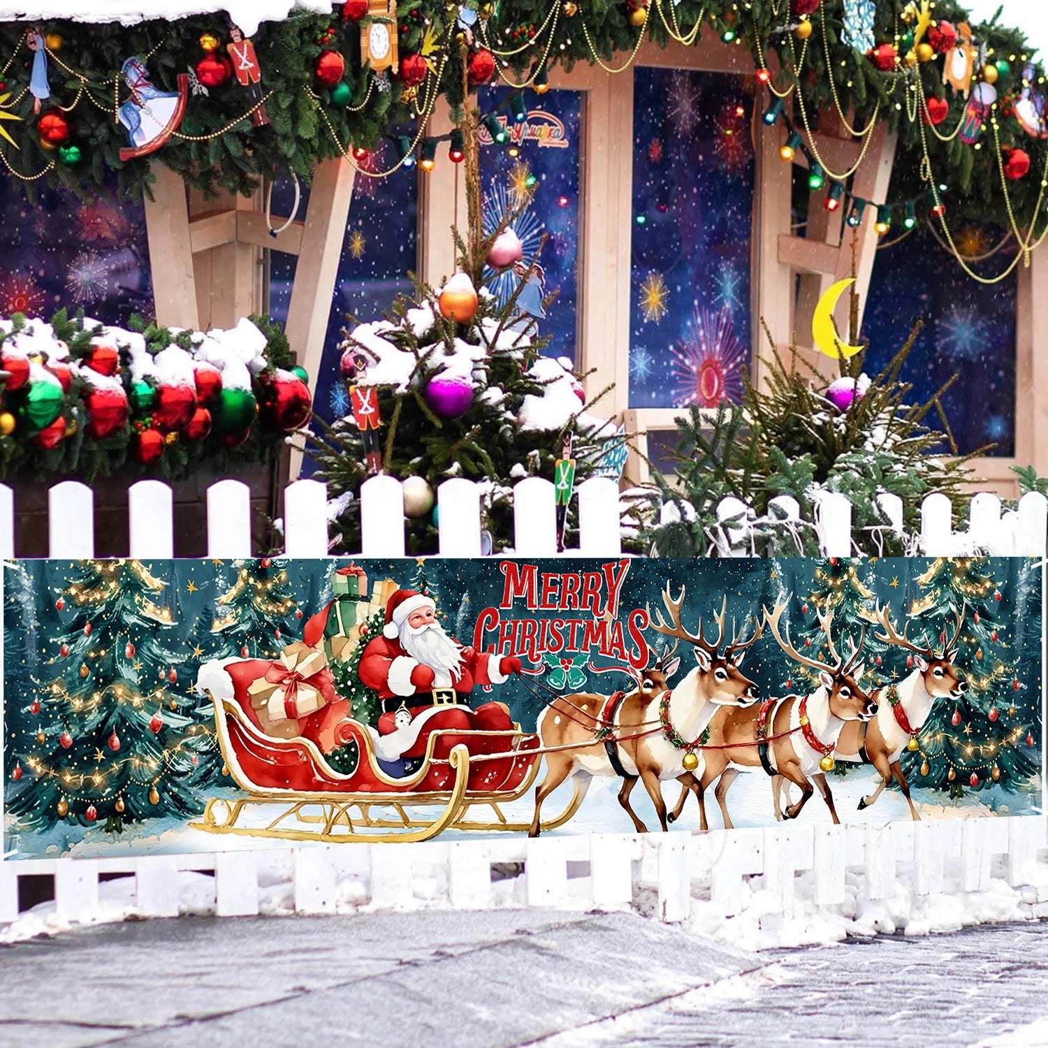 Merry Christmas Banner Christmas Party Decoration Kids Favor 2025 Xmas Santa Claus Banner Navidad Natal New Year Gift 2026