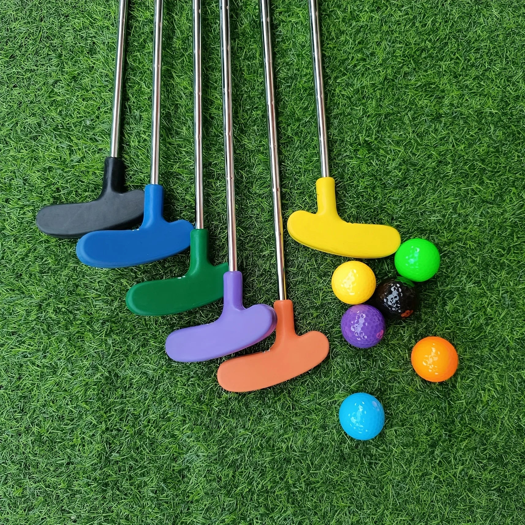 6pcs golf putter 6 balls , mini golf putter, rubber golf putter,kids putter high-quality materials, rubber head with zinc alloy