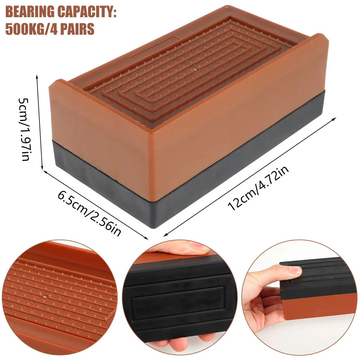 4Pcs Furniture Heightening Foot Pad TPU Non Slip Bed Sofa Fridge Table Risers Multifunctional Rectangle Furniture Support Risers