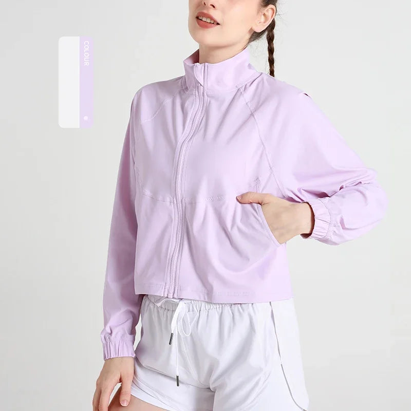 Long Sleeve Yoga Shirt Fitness Workout Sport Tops Gym Clothing Women Exercise Running Quick Dry Zipper Yoga Suit Coat Sportswear