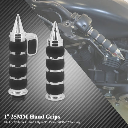 Motorcycle Hand Grips 1" 25mm Handlebar Handle Bar Universal For Harley Sportster XL1200 Touring Street Glide FLHR Dyna FXDL FLS