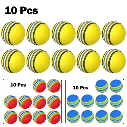 10PCS Foam Golf Balls Indoor Swing Training Practice Balls Rainbow Sponge Balls Golf Beginners Flexible Training Aid Accessories