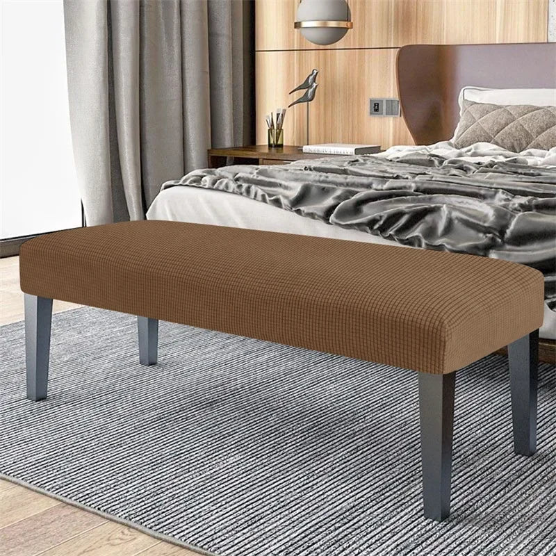 Stretch Dining Bench Covers Polar Fleece Long Bench Covers Anti-Dust Piano Stool Cover Removable Seat Protector Home Decor
