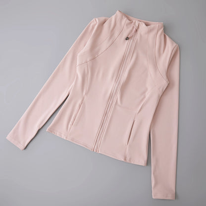 Yoga sport wear spandex full Zip Long Sleeve yoga jacket with Thumb Hole without hood Women Coat