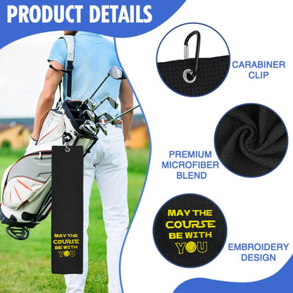 Funny Microfiber Premium Golf Towel, Embroidered Golf Towels for Golf Bags for Men&Women, Golf Accessories for Men Golfers
